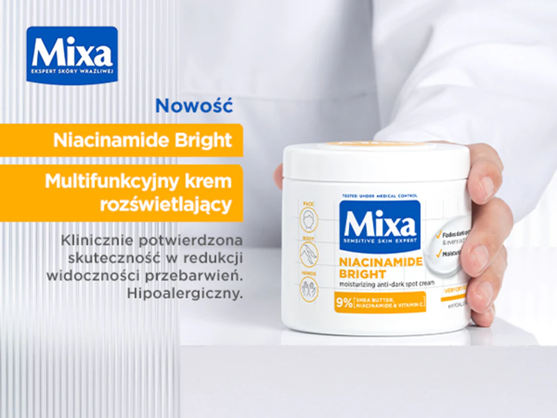 Creme multifuncional Mixa Niacinamide Bright, creme hidratante intensivo contra manchas.