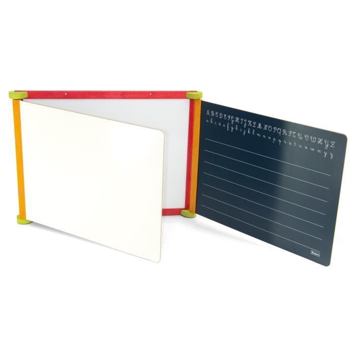 Jeujura Wooden Triptych Whiteboard with 3 sides (1 magnetic and 2 chalkboards)