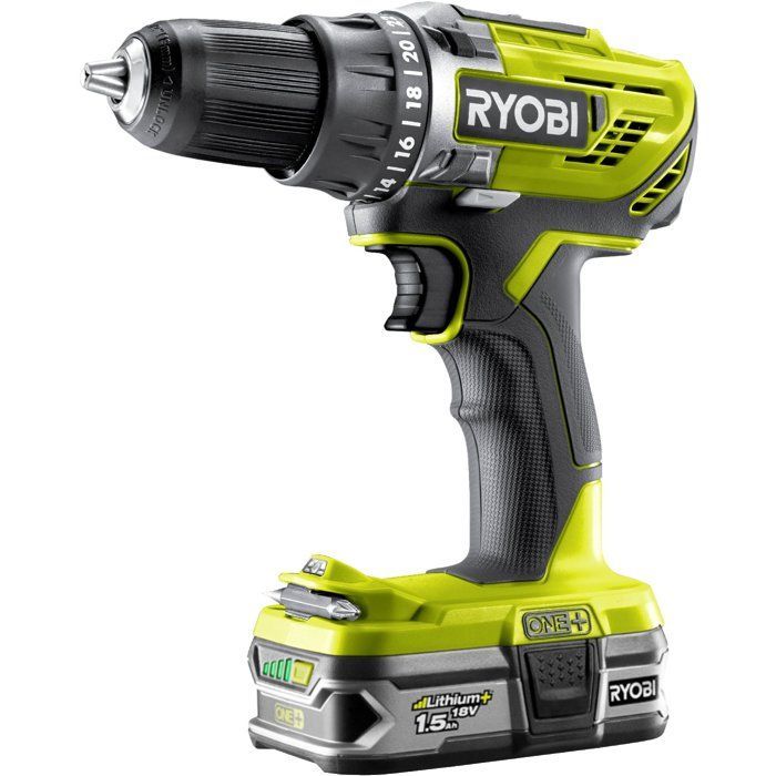 Taladro/atornillador inalámbrico - RYOBI - R18DD3-215S - 18V - 2 baterías de 1,5 Ah + cargador + bolsa de transporte