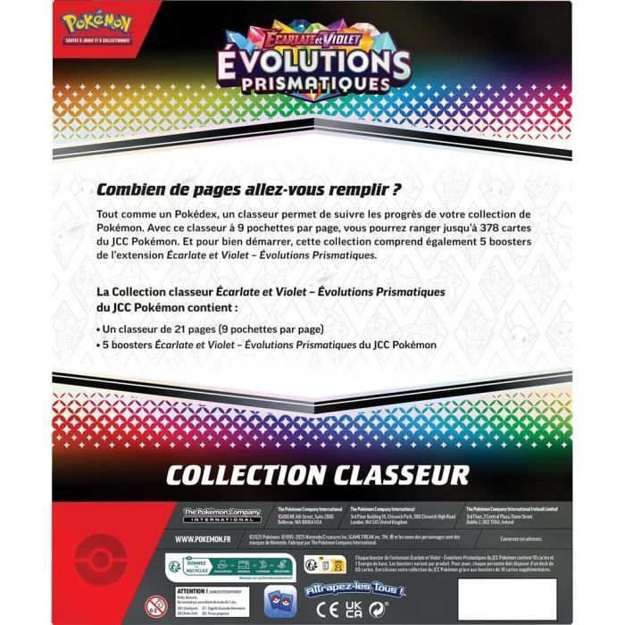 Pokémon: Scarlet e Purple - Portfólio Prismatic Evolutions (A4 - 9 bolsos) + 5 pacotes de booster