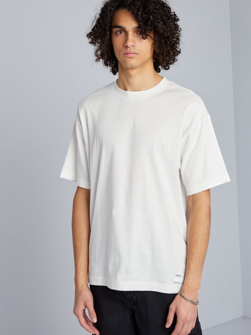 Camiseta de algodón de cuello redondo - BLANCA