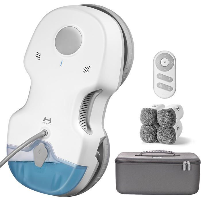 HUTT S7 Robot Nettoyeur de Vitres 6500Pa, Gicler l'eau Automatique, Châssis 3D Flottant, Système de Protection Multiples
