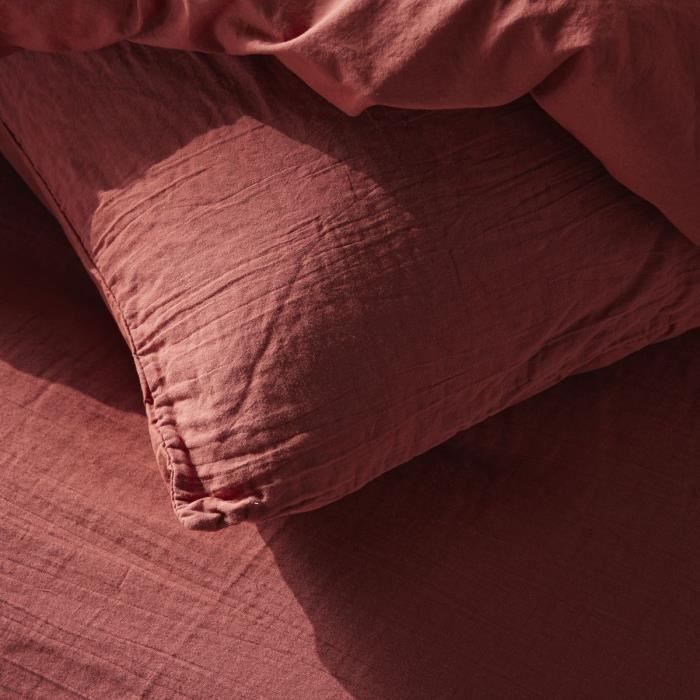 Juego de ropa de cama - HOY - 123334 - Individual - 140x200 cm - Gasa de algodón lisa - Terracota
