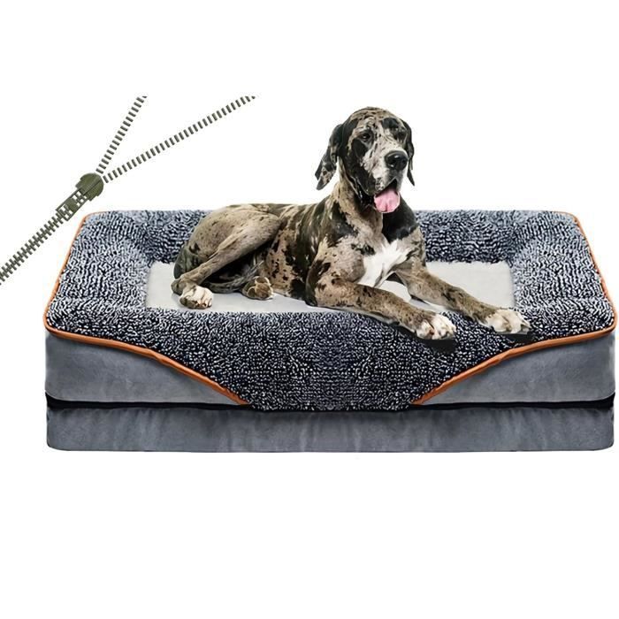 Sofá cama ortopédico para perros – espuma viscoelástica, funda lavable, antideslizante – 100×60×16 cm (gris)