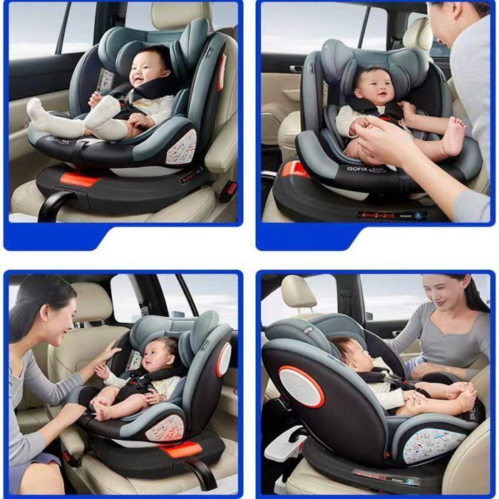 Silla de coche infantil giratoria Magic ZC Isofix - Fácil instalación - 0-12 años 36 kg - ECE R129 - C007 Gris