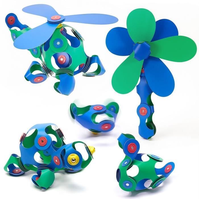 CLIXO Crew Pack - Blu/Verde - GIPSY TOYS - Set di costruzioni magnetico, flessibile, resistente e fantasioso - 30 pezzi - Età 4+
