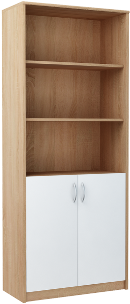 Regał Półzamknięty R007 Dąb Sonoma-Biały 180x74x35 cm Bestseller