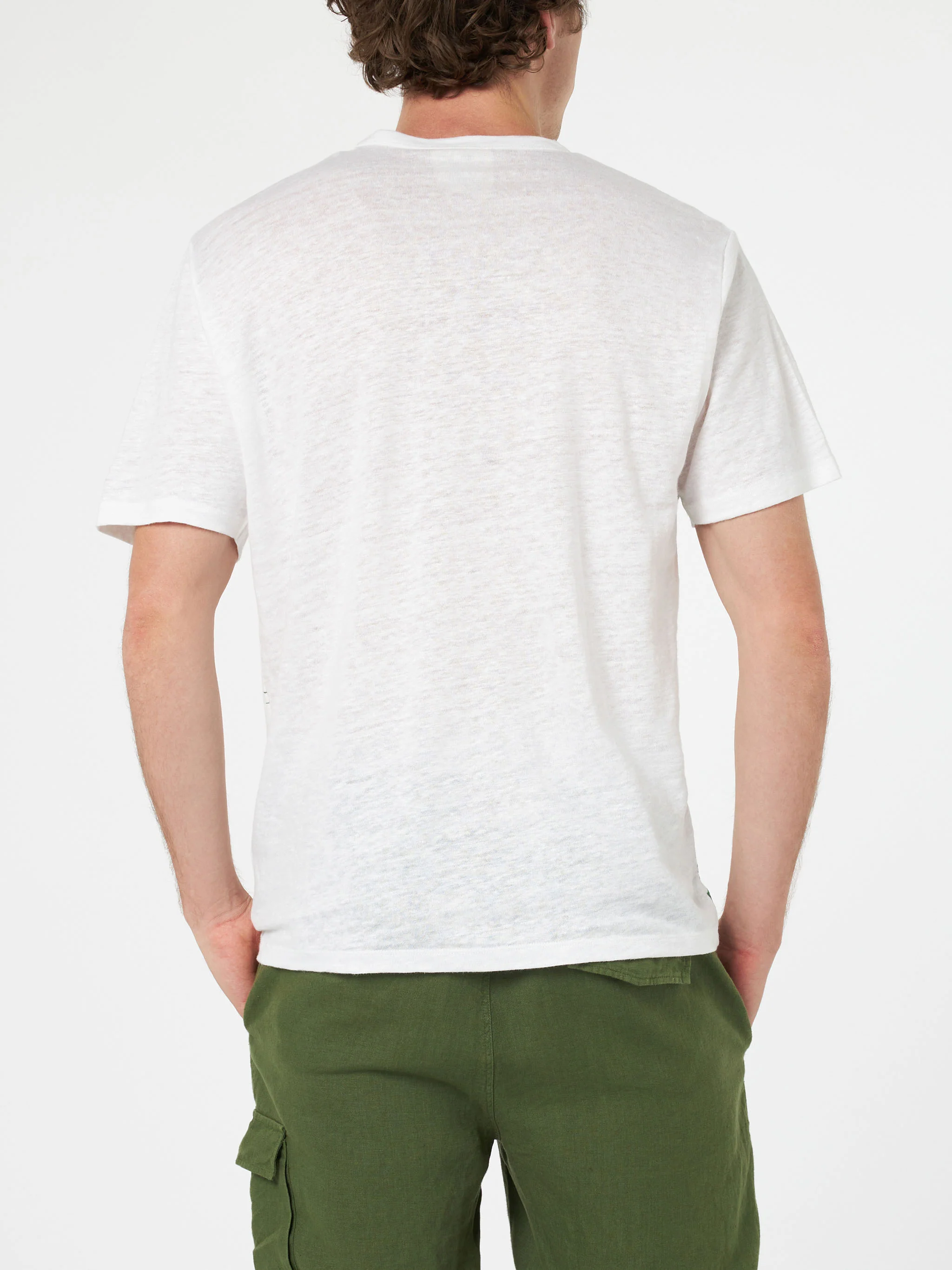 Ecstasea heren T-shirt van linnenjersey met vierkante Capri-print en