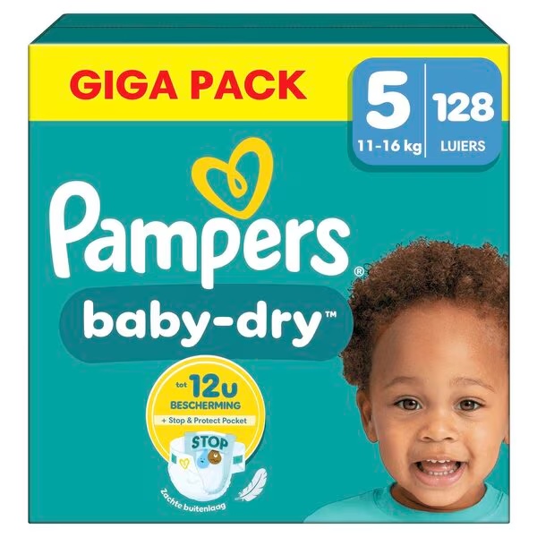 Plenice Pampers Baby-Dry velikost 5 (11–17 kg), 128 kosov