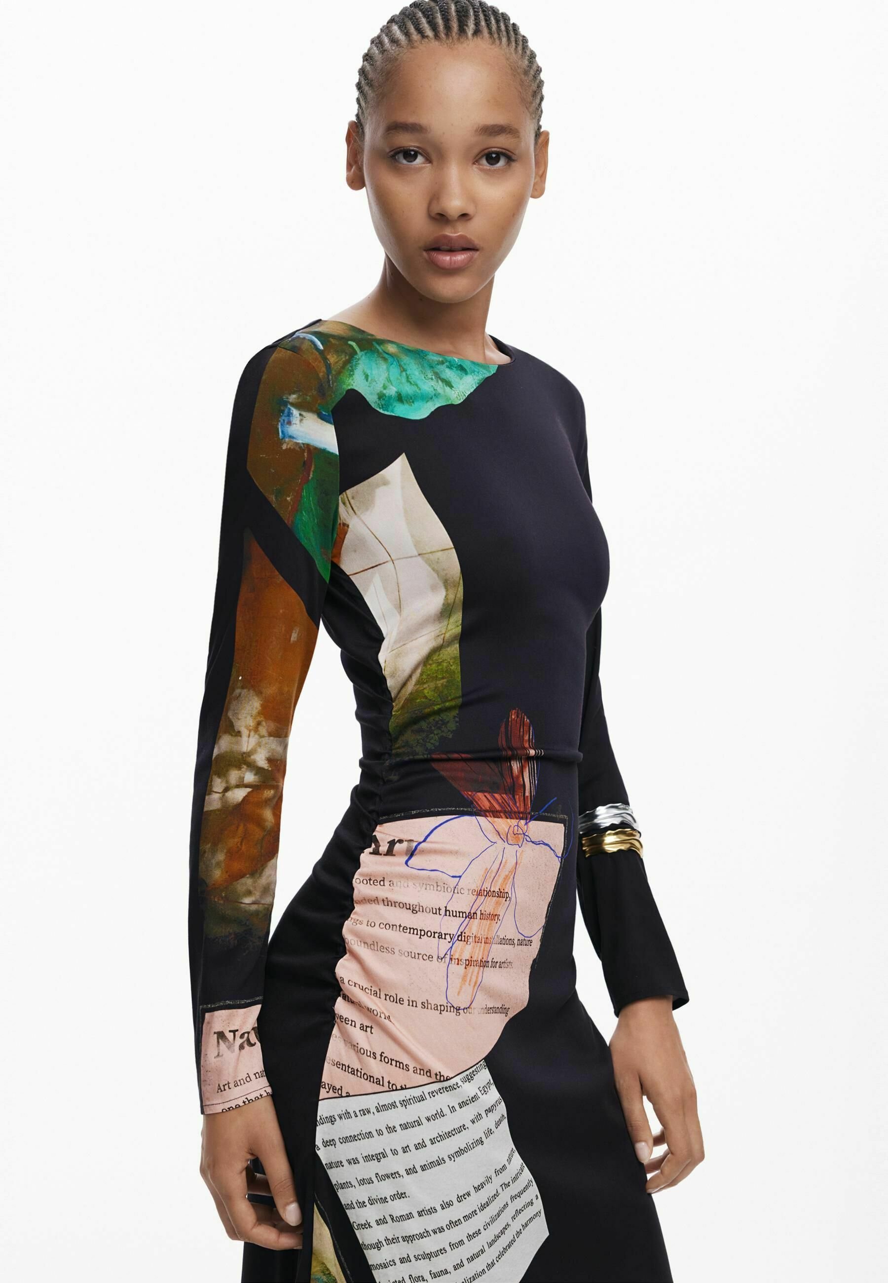Desigual COLLAGE ASYMMETRISCH - Maxi-jurk - zwart