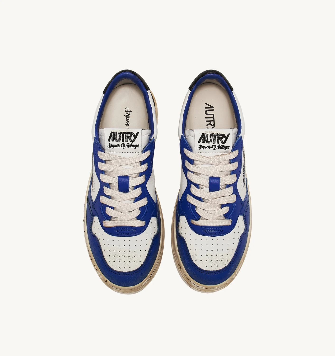 Adidași vintage MEDELIST Low din piele albă, albastră și neagră