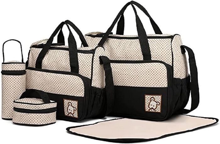 5-delige luiertassenset voor moeders - ANKKO - Unisex - Bruin - Dagelijks gebruik - Microvezel