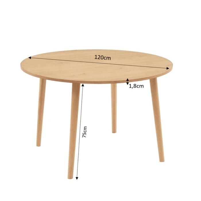 ORATELLO Esstisch, Eichenfurnier, 120 cm - Holz