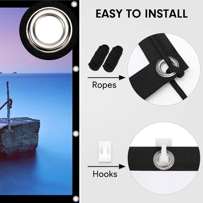 Écran de Projection Portable Pliable Extérieur 120 Pouces, 16: 9 HD, Plis Projection pour Vidéoprojecteurs, , Fête, Nuit de Cinéma