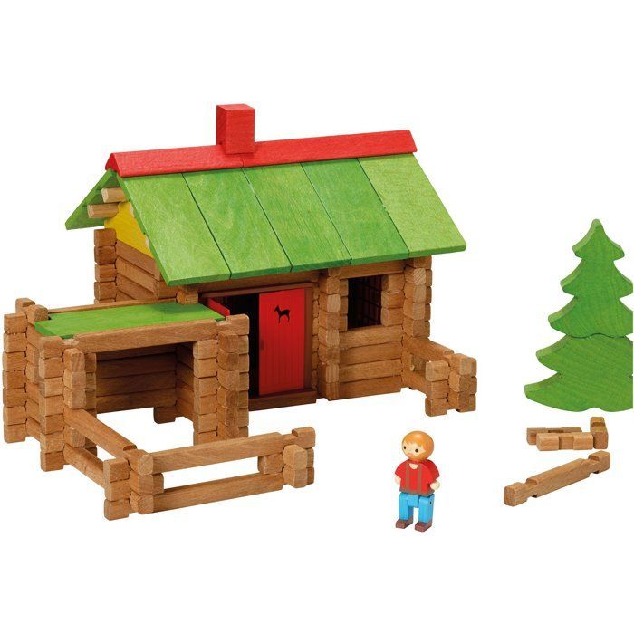 JEUJURA - Wooden Construction Set - My Wooden Chalet - 165 Pieces - Ages 5+