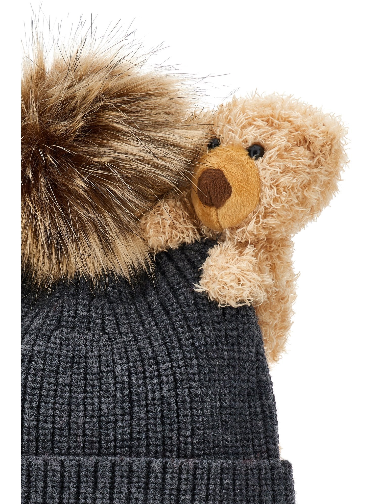 Monnalisa BERRETTO CON TEDDY - Mütze - grigio medio