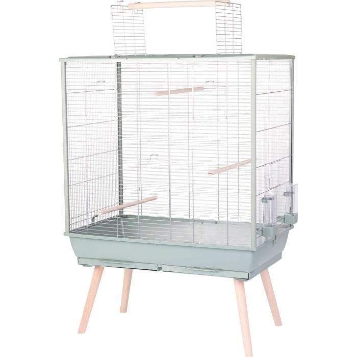 Gabbia rialzata in filo metallico ZOLUX per uccelli, Neolife - Per parrocchetti, calopsitte, canarini - 81 x 48 x 130 cm - Neolife - Verde