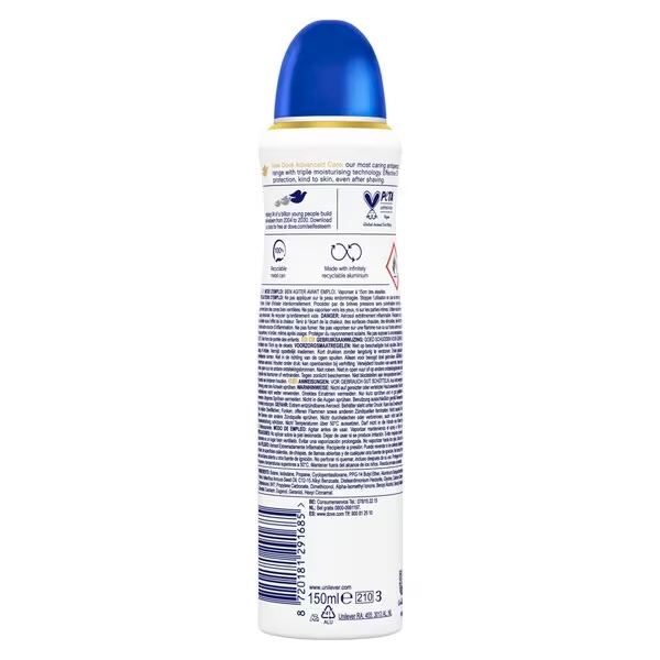 Dove Advanced Care antitranspirācijas dezodorants-smidzinātājs, 150 ml