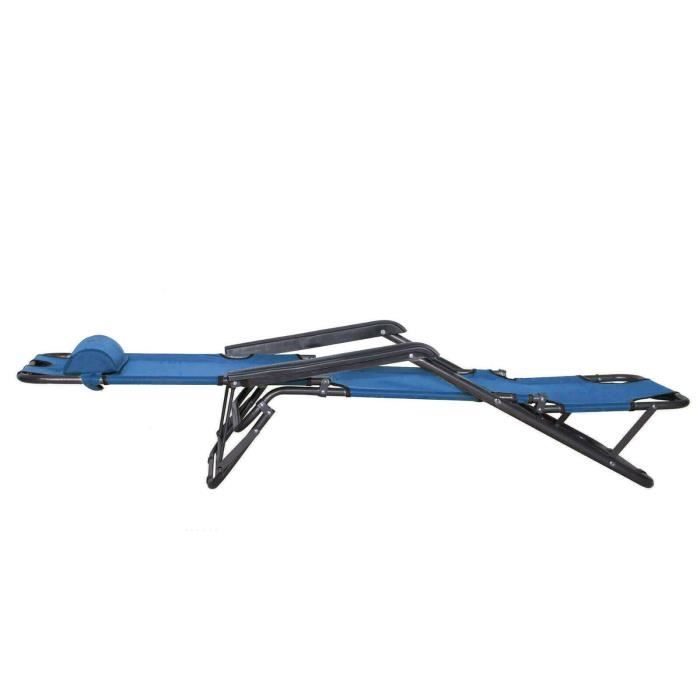 Tumbona plegable de jardín - SPRINGOS - azul - Chaise longue de jardín