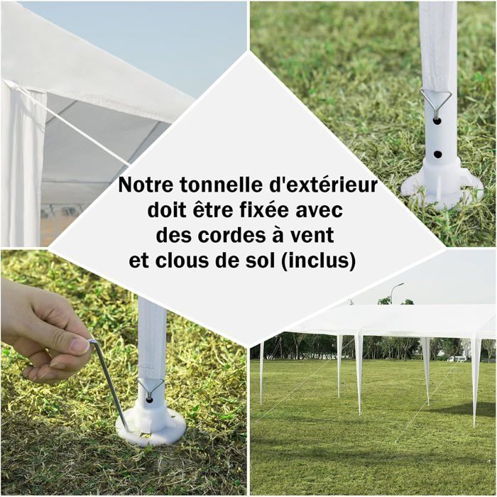 GIANTEX 3x9M Tonnelle Tente de Réception sans Bâche,Pergola avec Piquets et Cordes,Tissu Étanche/Résistant au Soleil