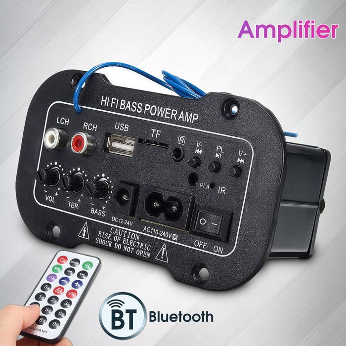 Amplificador digital para coche de 5 pulgadas, Bluetooth, HiFi, graves, potencia, estéreo, USB, TF, control remoto, accesorios para el