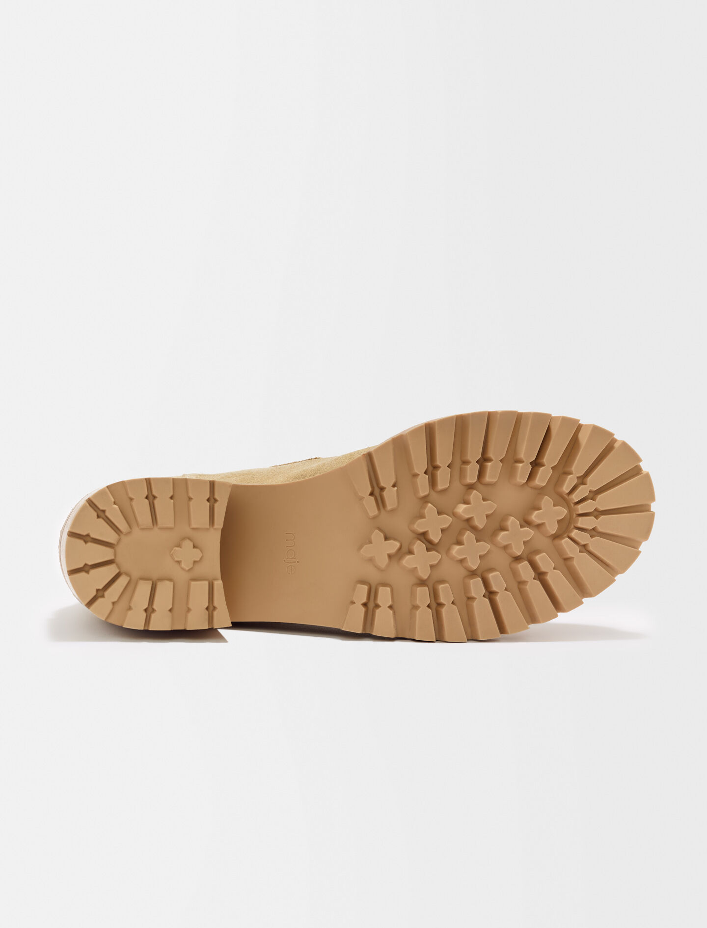 Ghete cu toc din piele întoarsă camel-bej sable