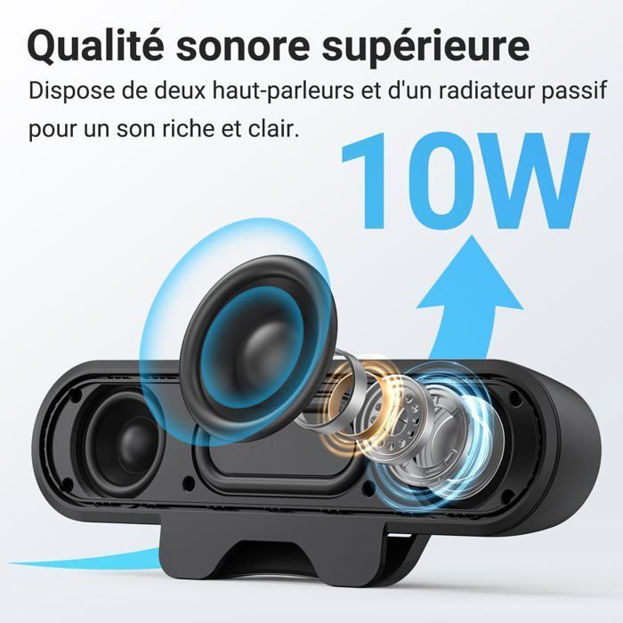 Haut Parleurs USB, Mini Barre de Son, Enceinte PC pour Moniteur Portable, Tablette, Ordinateur de Bureau, Smartphone, Plug and Play