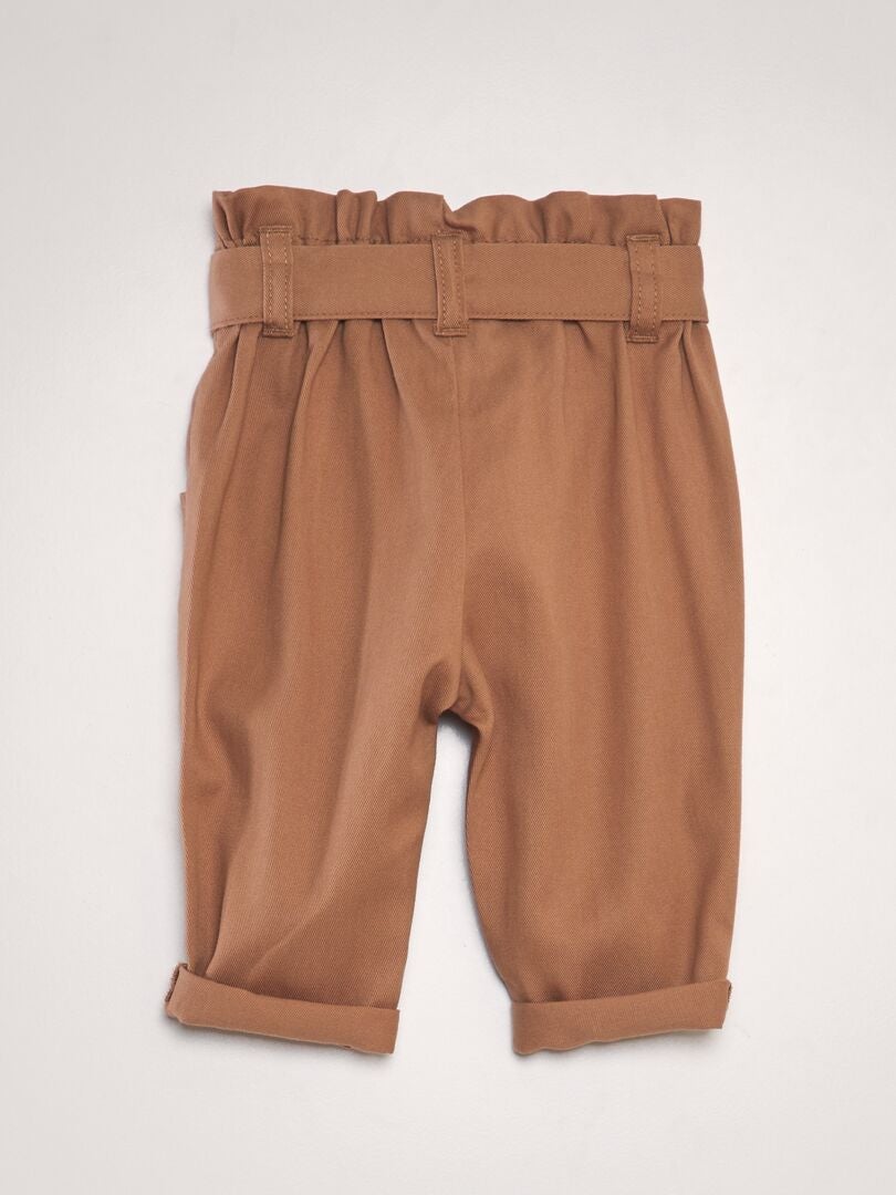 Broek met strikceintuur - - BRUIN