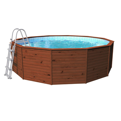 Piscina de madeira com painéis K2o 375x127 cm com bomba de filtro de cartucho de 2.006 L/h e escada.