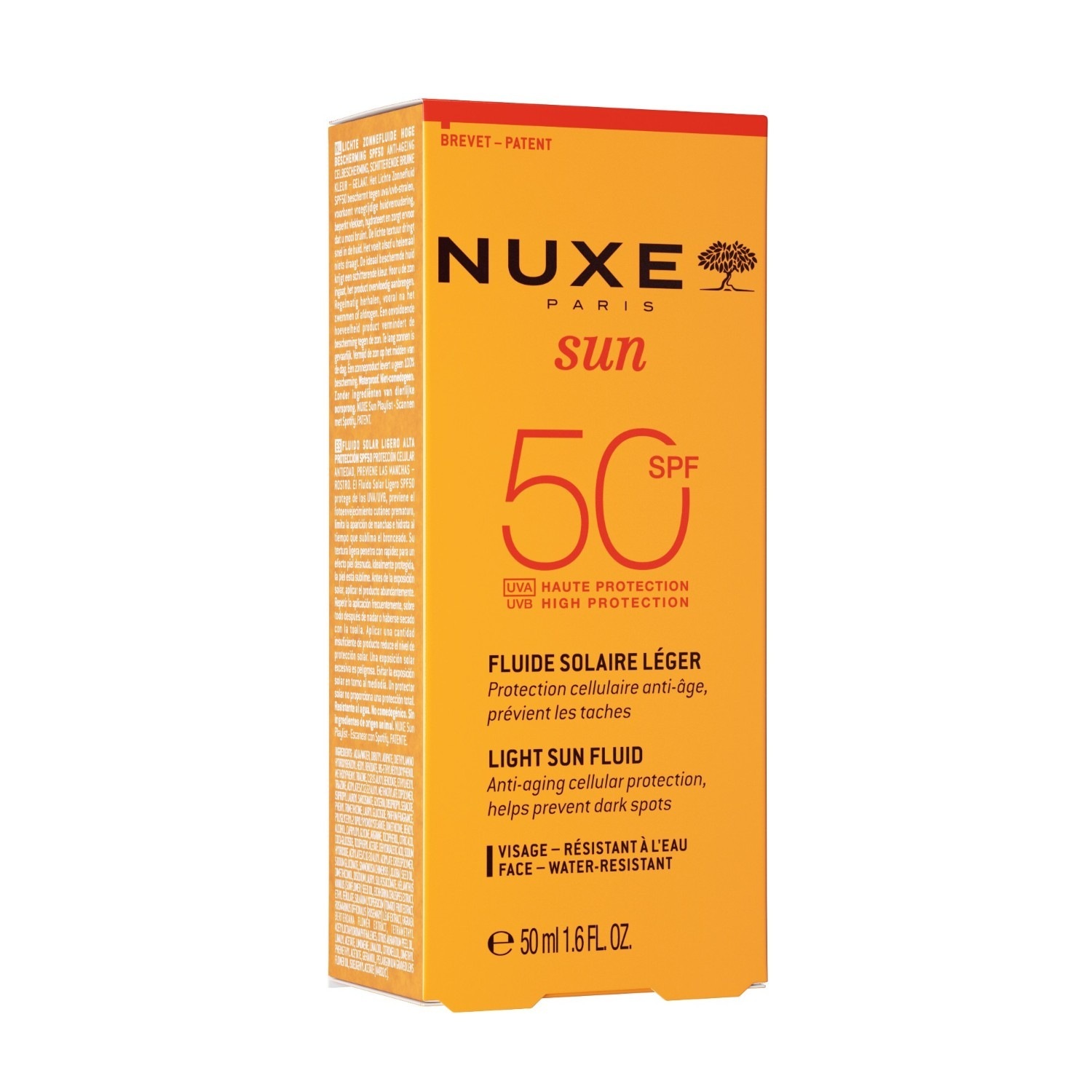 NUXE Sun Light opaľovací fluid s vysokým ochranným faktorom 50 na tvár – 50 ml