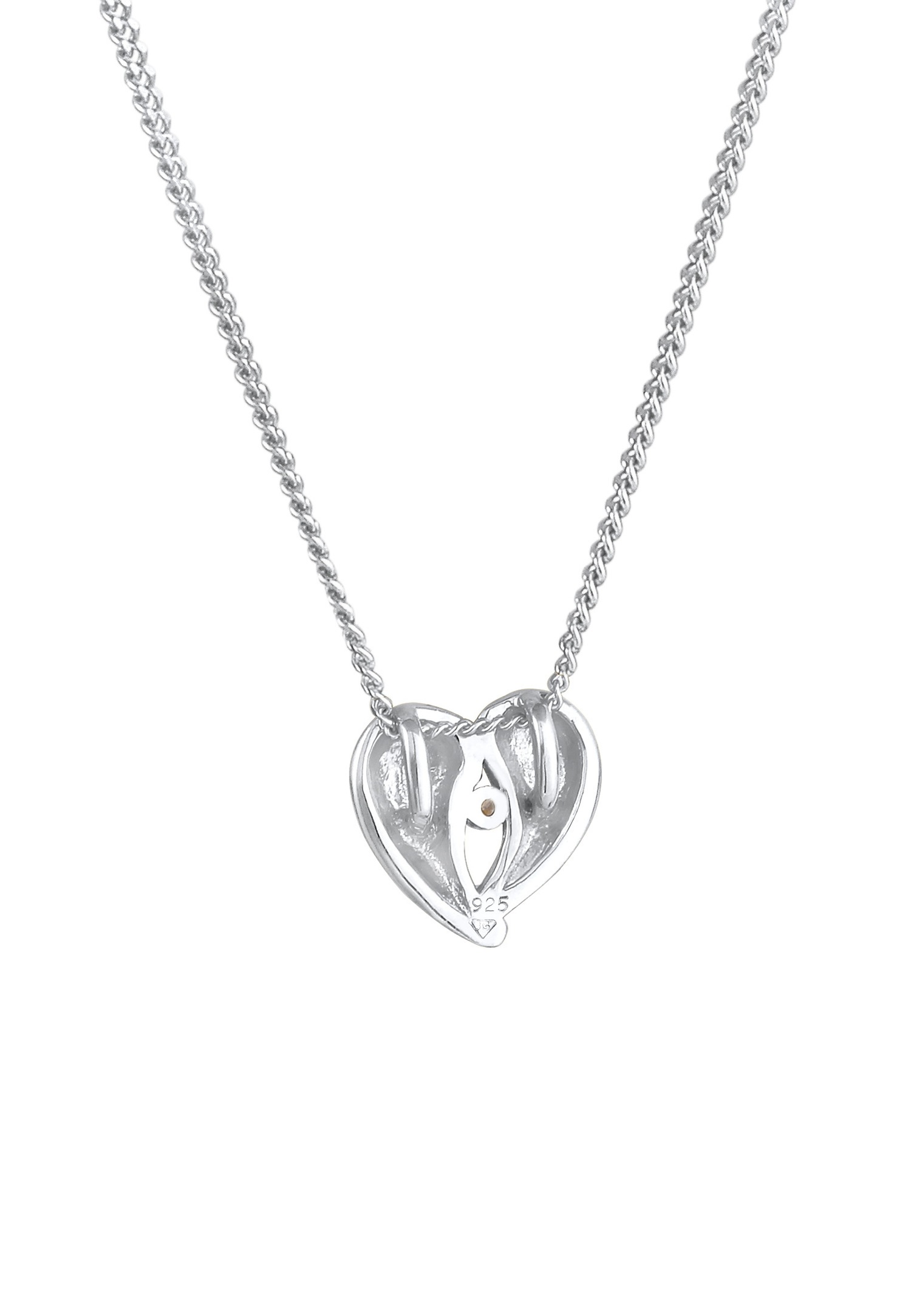 Elli DIAMONDS Pendentif coeur dame amour filigrane avec diamant (0,03 ct.) en argent sterling 925