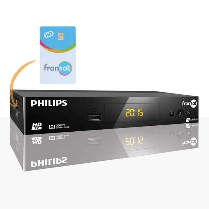 Receptor de TV satelital HD Philips DSR 3031F - Tarjeta Fransat PC7 - Cable HDMI de 2 m - 12 V