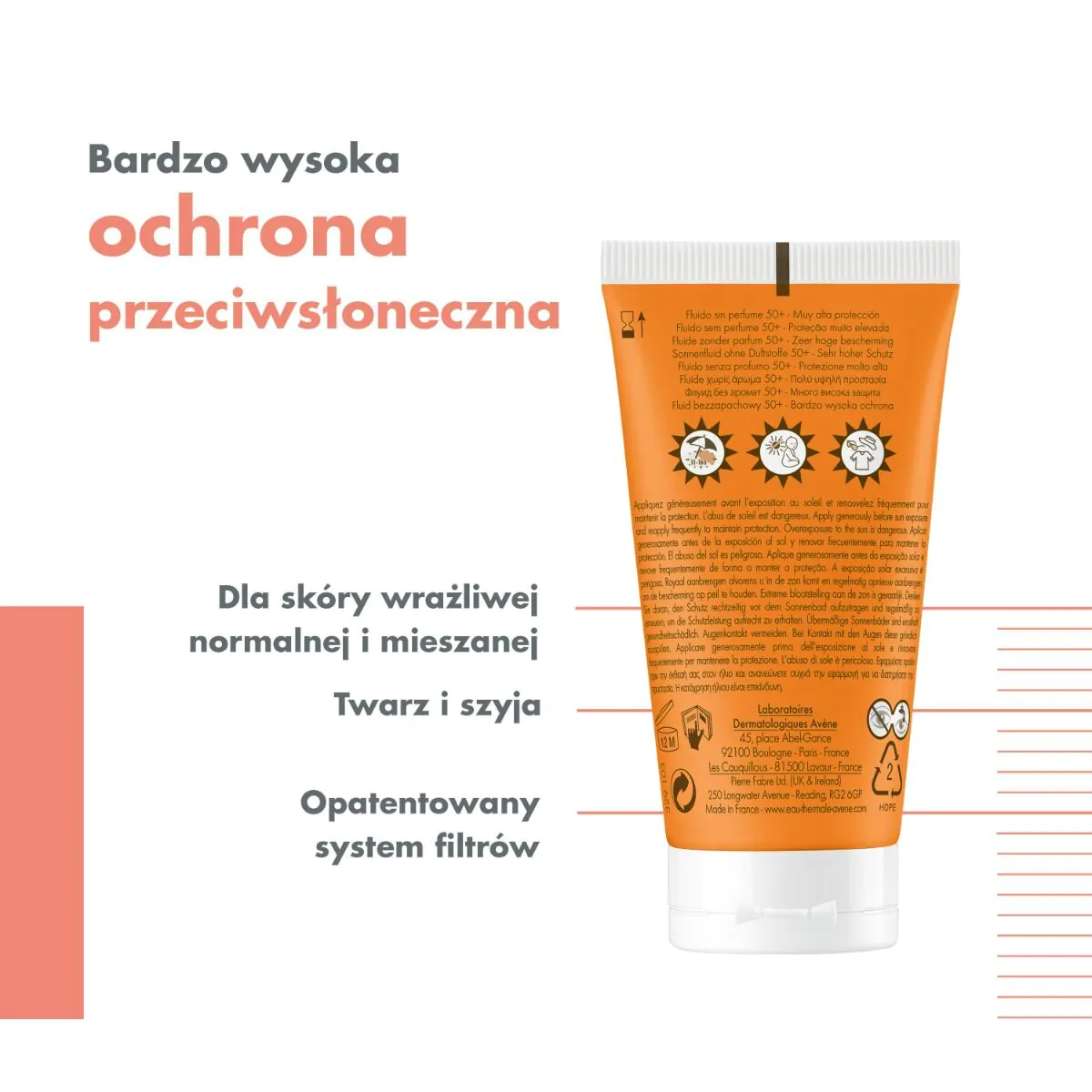 Avène Sun Bardzo Wysoka Ochrona Fluid bezzapachowy SPF50+