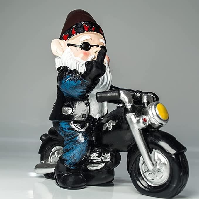 Nain de jardin Nains de moto pour le jardin, statue de nain de jardin, protection solaire étanche, décoration de jardin