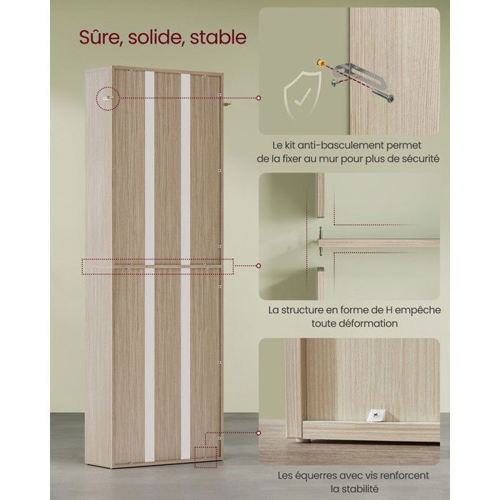 VASAGLE Boekenkast, 6-laags open schapunit, 24 x 60 x 178,5 cm, voor woonkamer, kantoor, beige