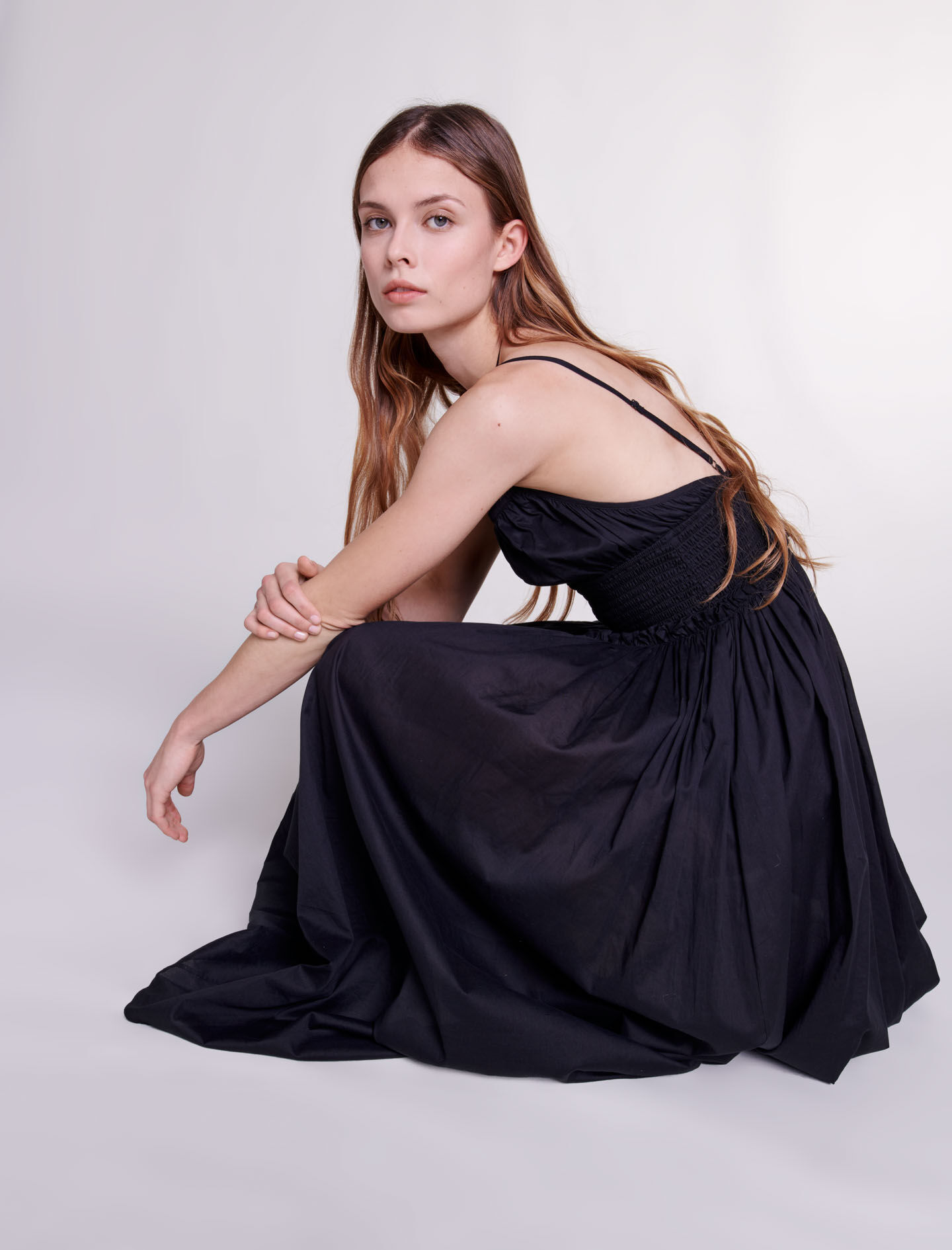 Rochie cu funde și perle - Negru