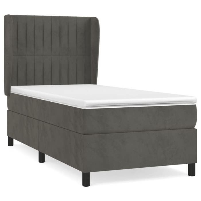 Rete a doghe e materasso - Maison Exclusive - Velluto grigio scuro - 90x200 cm - Massimo relax