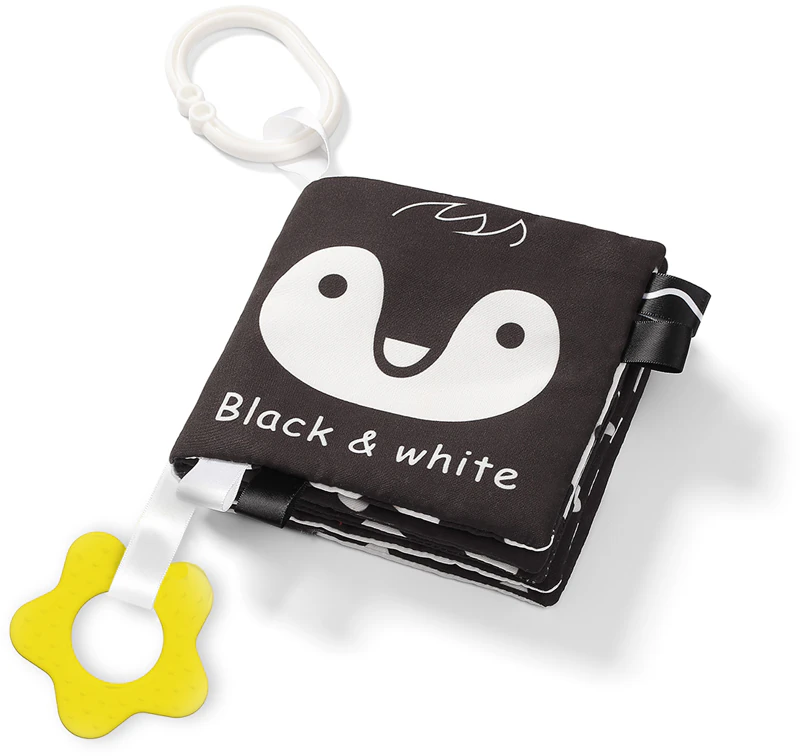 Livro educativo BabyOno Have Fun em preto e branco com contraste