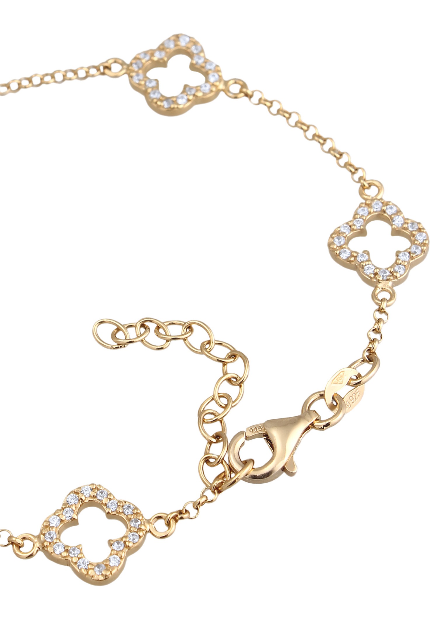 Elli Elli Bracelet avec Pierres Femme Fleur Chaîne Ovale Zirconia taille Diamant Blanc 925 Argent Sterling Soirée / Nouvel An