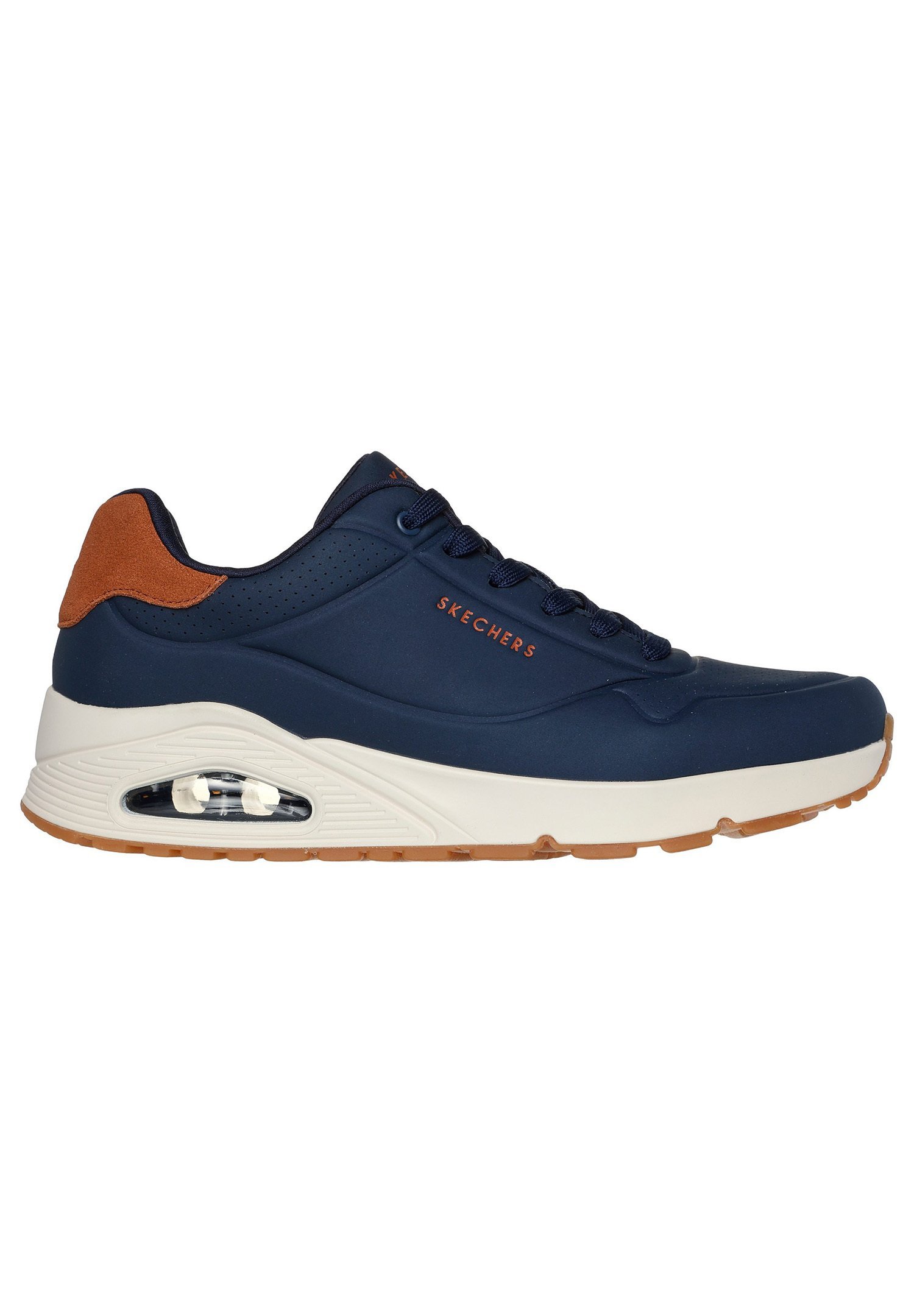 Skechers UNO - Tenisky - tmavě modrá durabuck / kaštanově semiš / síťovaný lem