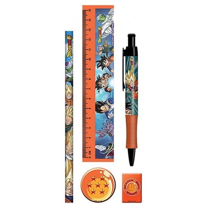 Dragon Ball Z – Federmäppchen mit Stiften, Lineal, Radiergummi und Anspitzer – Für die Schule