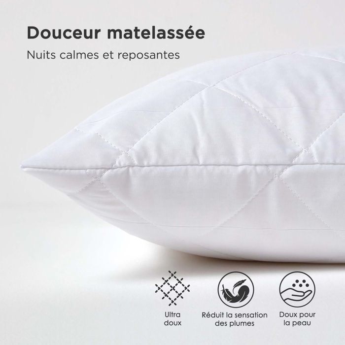Protector de almohada - HOMESCAPES - Juego de 4 - Acolchado en polialgodón - 50 x 75 cm