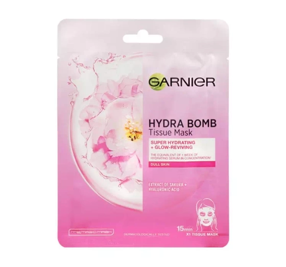 Garnier Hydra Bomb Sakura nawilżająca maska na tkaninie ekstrakt kwiatu wiśni 1 sztuka