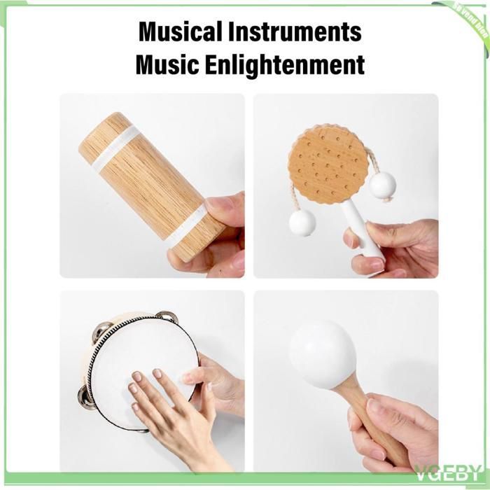 Fafeicy Set di percussioni musicali in legno, strumento musicale per bambini, set di gioco puzzle