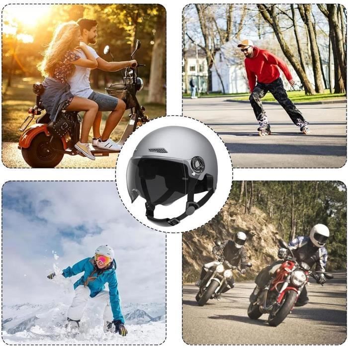 Casque de vélo avec visière - AQSACOKIYA - Casque Trottinette Electrique - Haute protection - Taille 54-62cm - Gris