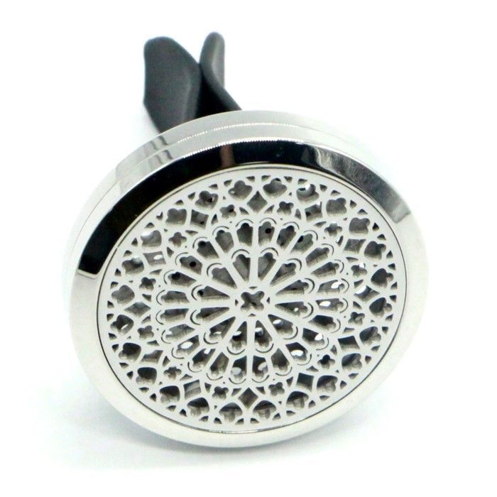 Diffuseur Voiture - ZEN'ARÔME - Clip'Arôme - Acier Inox - 5 Buvards Réutilisables - Rosace Découpée au Laser