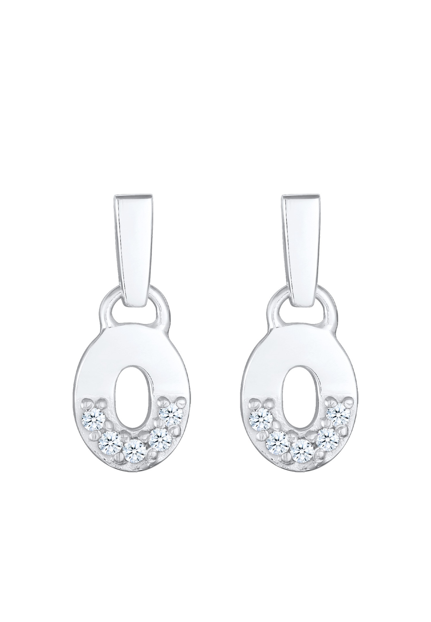 Elli DIAMONDS Femmes pendentif d'oreilles rond géo avec diamant (0.15 ct.) en argent sterling 925