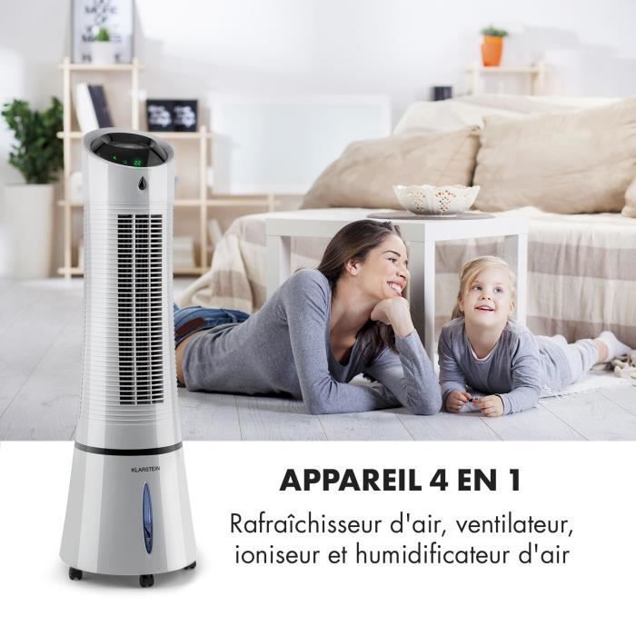 Enfriador de aire - Klarstein - Skyscraper Ice - Ventilador, humidificador y purificador - Gris