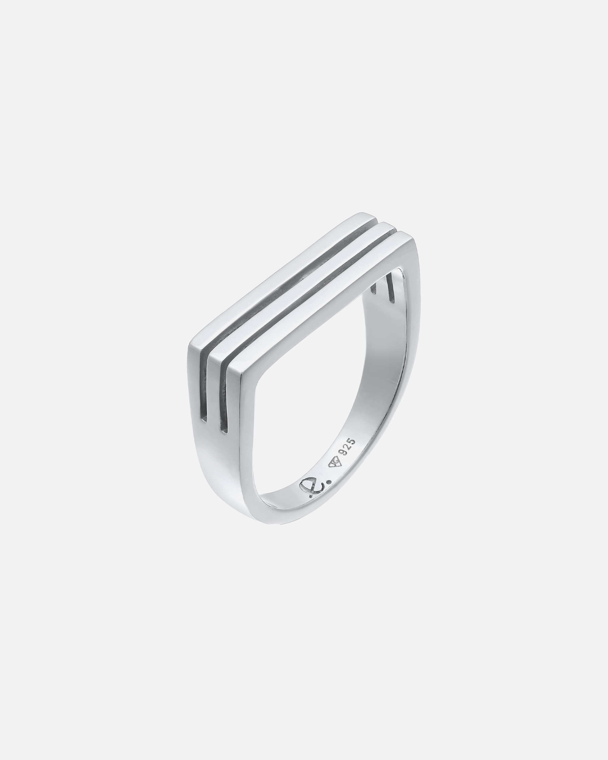 Elli PREMIUM Elli PREMIUM Bague Femmes sceau rectangle rainures en argent sterling 925 rhodié