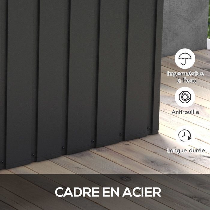 Cassapanca contenitore - Outsunny - 125,5x61,5x70 cm - Acciaio - grigio
